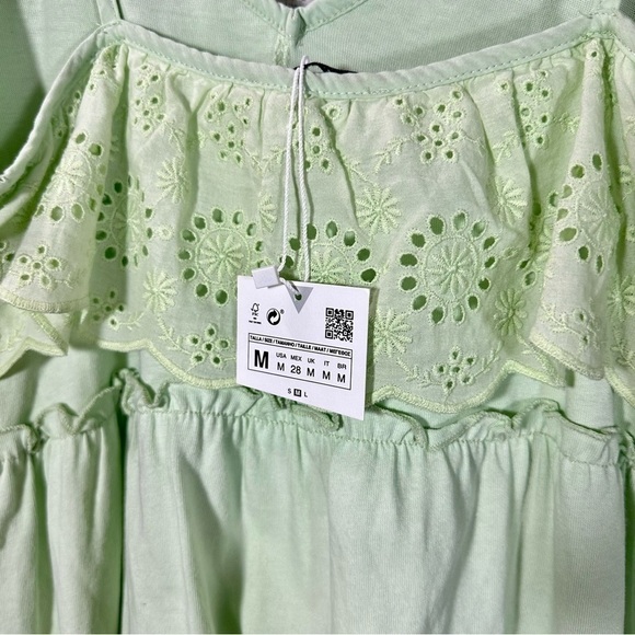 NWT Zara Mint green eyelet maxi dress size M - Picture 9 of 10